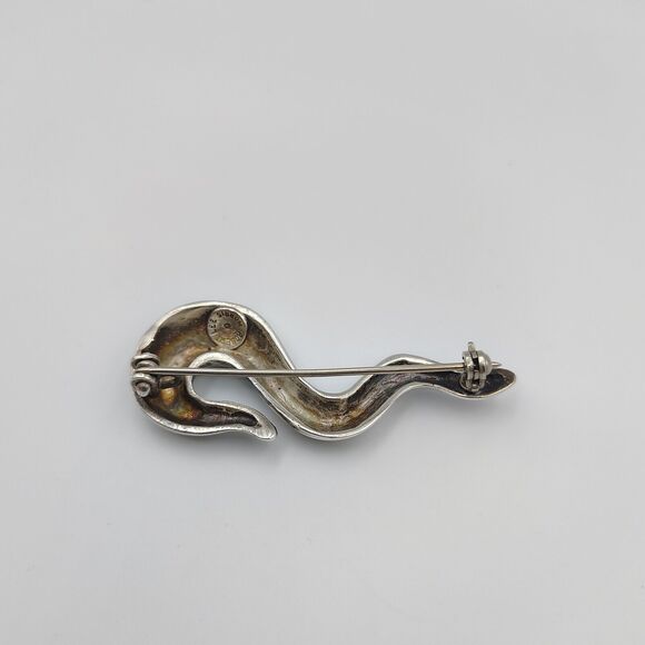 Robert Lee Morris RLM Sterling Silver 925 Modernist Swirl Squiggle Brooch Pin - Picture 7 of 11